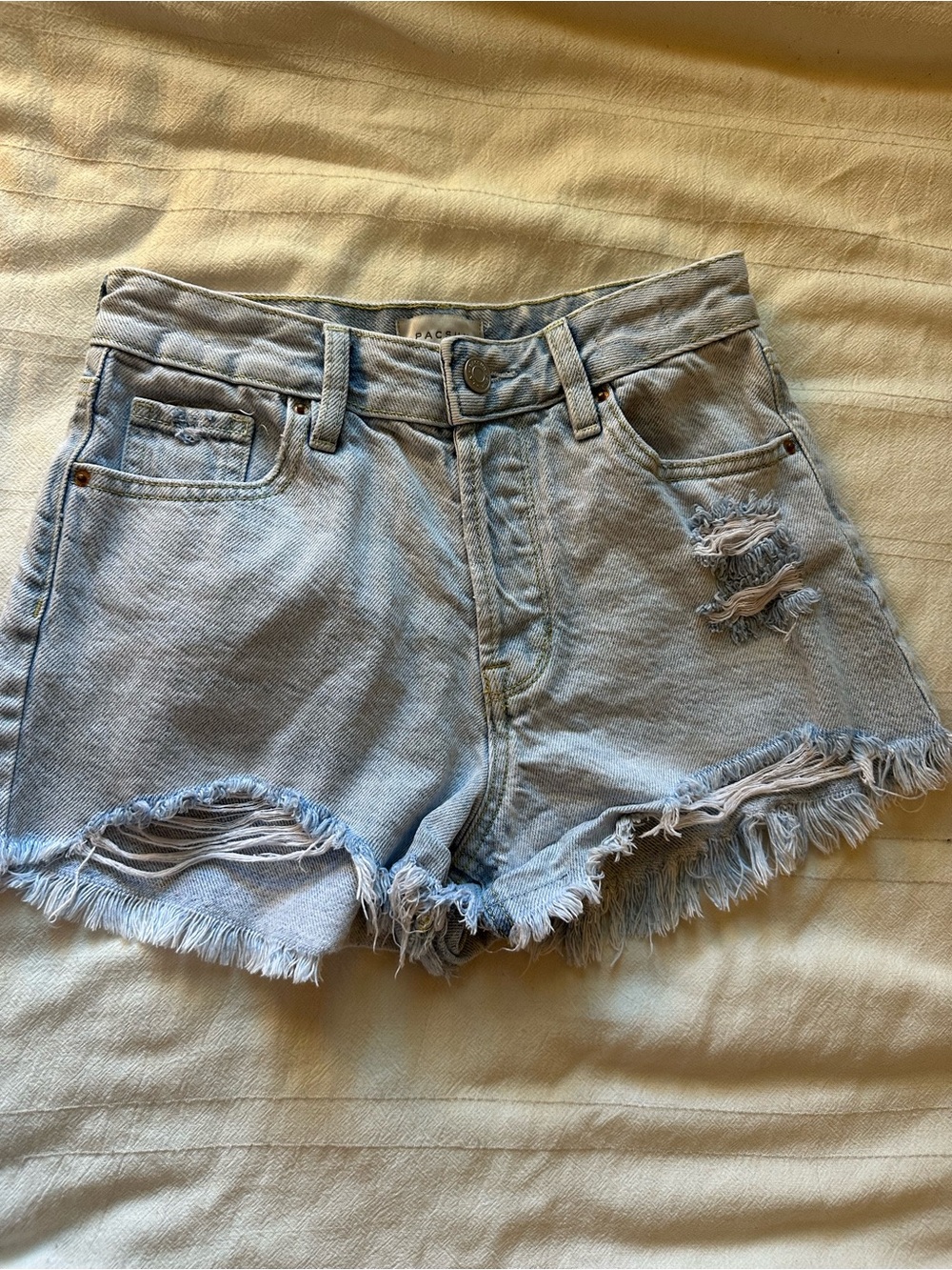 PacSun Light Blue Frayed Distressed Denim High Rise Festival Shorts